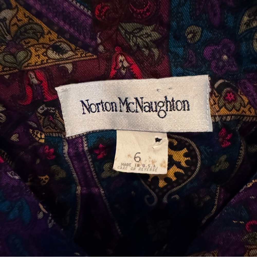 Vintage Norton McNaughton Purple and Red Paisley Button Down Shirt - Picture 5 of 5
